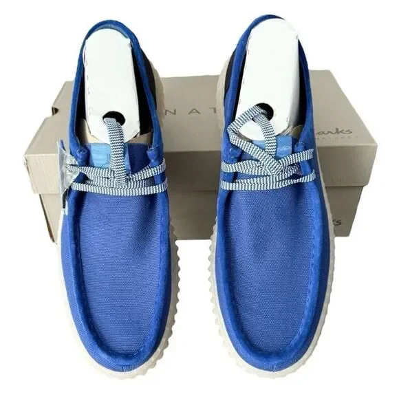 Clarks Torhill Lo Navy Blue Platform Loafers Slip on Men’s 11.5 New - Picture 2 of 12